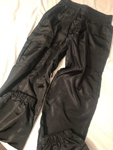 black shell suit joggers